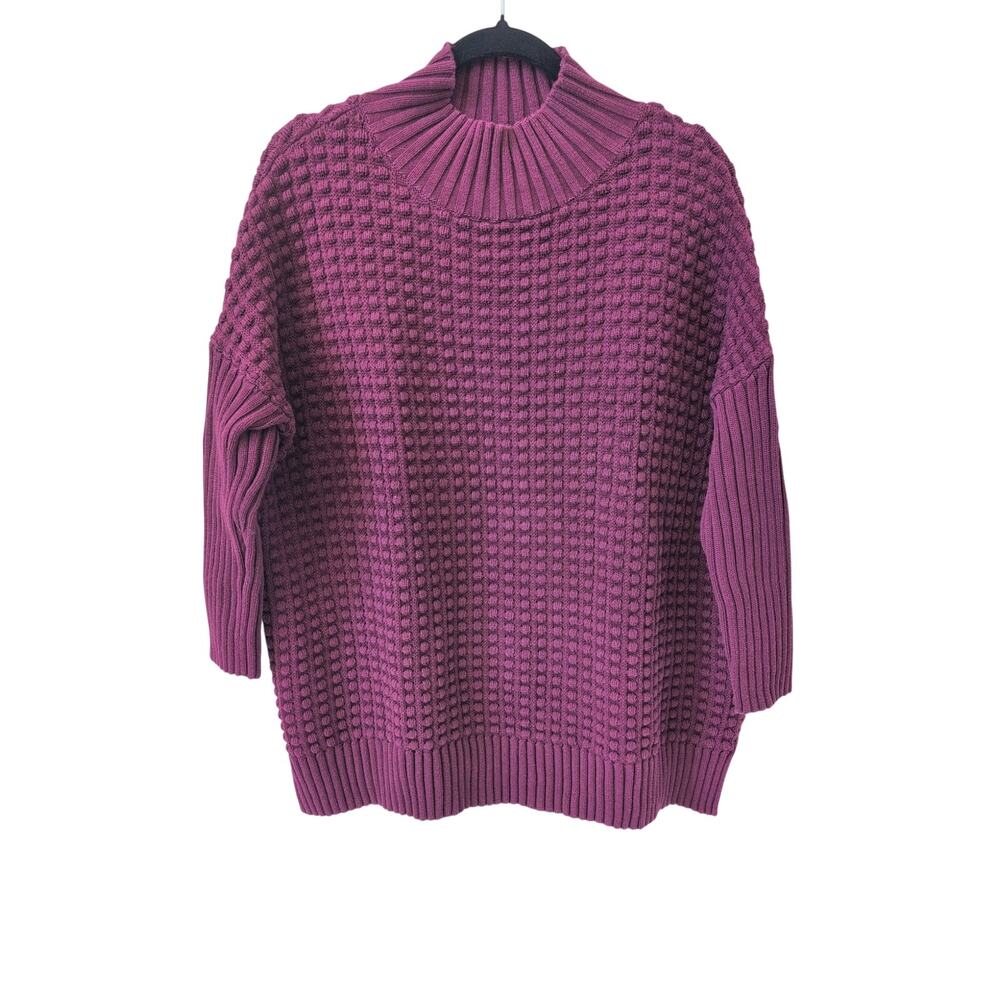 French Connection Mozart Popcorn Cotton Sweater In Berry size M